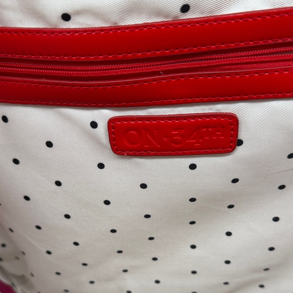 Macys ON 34th Red Tote Bag with polka dot inner lining - Picture 7 of 12